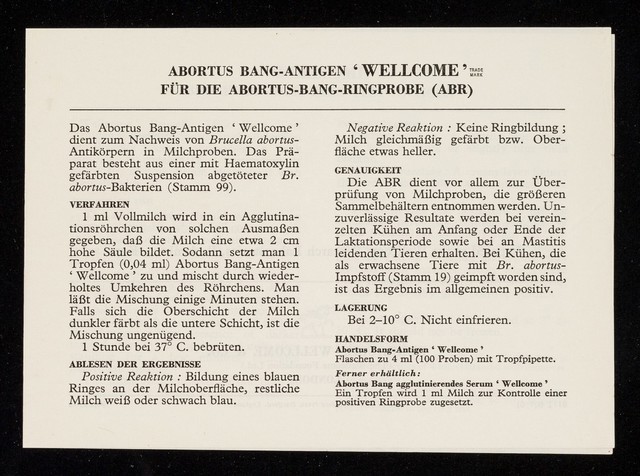 'Wellcome' brucella milk ring test antigen.