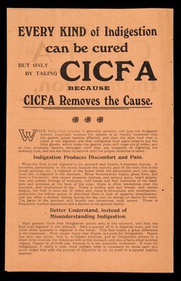 CICFA : cures indigestion constipation flatulence acidity.