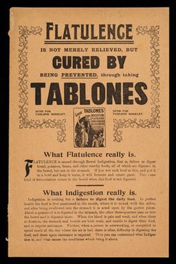 Flatulence is not merely relieved, but cured by being prevented, through taking Tablones.