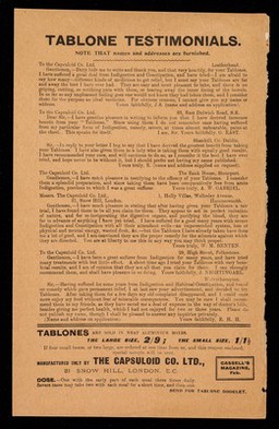 Flatulence is not merely relieved, but cured by being prevented, through taking Tablones.