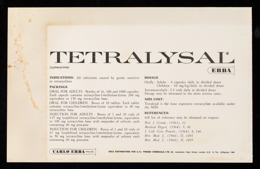 For winter chest infections Tetralysal : marked clinical superiority : superior absorption higher blood levels lower dosage improved tolerance.