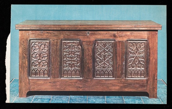 Front (fragment) of carved chest. Valle d'Aosta. XVth century.