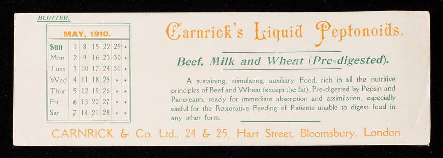 Carnrick's Liquid Peptonoids : beef, milk and wheat (pre-digested).