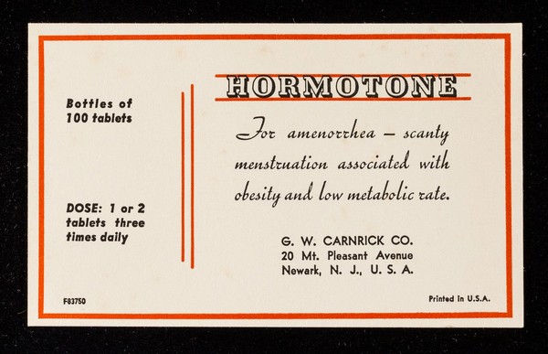 Hormotone : for amenhorrhea - scanty menstruation associated with obesity and low metabolic rate.