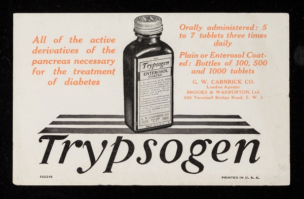 All of the active derivatives of the pancreas necessary for the treatment of diabetes : Trypsogen.