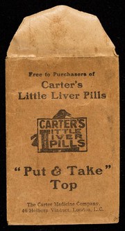 Free to purchasers of Carter's Little Liver Pills : "put & take" top.