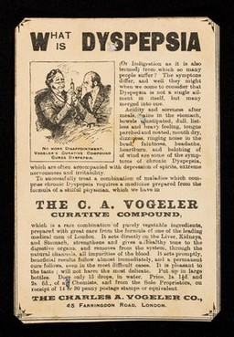 I take The C. A. Vogeler Curative Compound : what is dyspepsia.