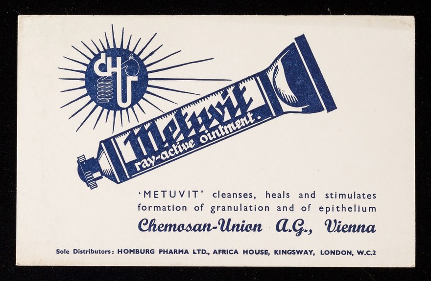 'Metuvit' cleanses, heals and stimulates formation of granulation and of epithelium  Chemosan-Union A.G., Vienna.