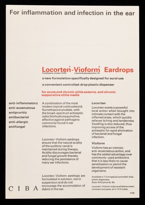 Pathway of sound reception : for inflammation and infection in the ear Locorten-Vioform Eardrops.