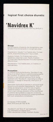 Logical first choice in mild or moderate hypertension : 'Navidrex K'.