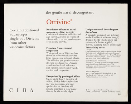 For the longest-lasting gentlest relief of all Otrivine the leading nasal decongestant : the longest trial ...