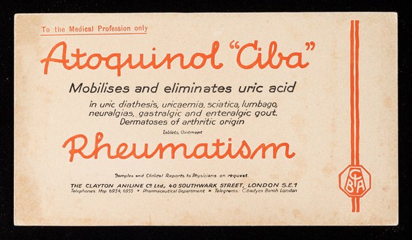 Atoquinol "Ciba" : mobilises and eliminates uric acid.