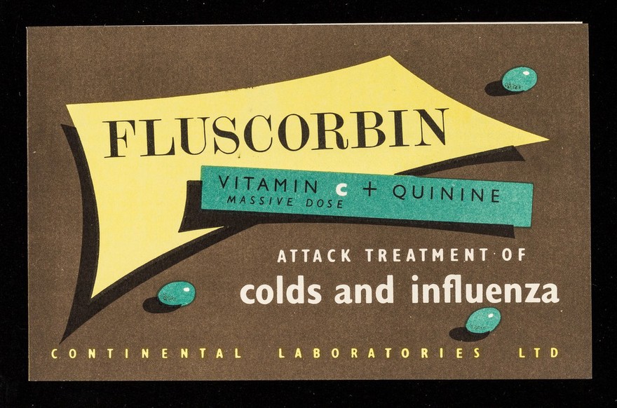Fluscorbin : Vitamin C + quinine massive dose : attack treatment of colds and influenza.