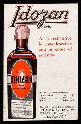 Idozan (Fe) : as a restorative in convalescence and in cases of anaemia.