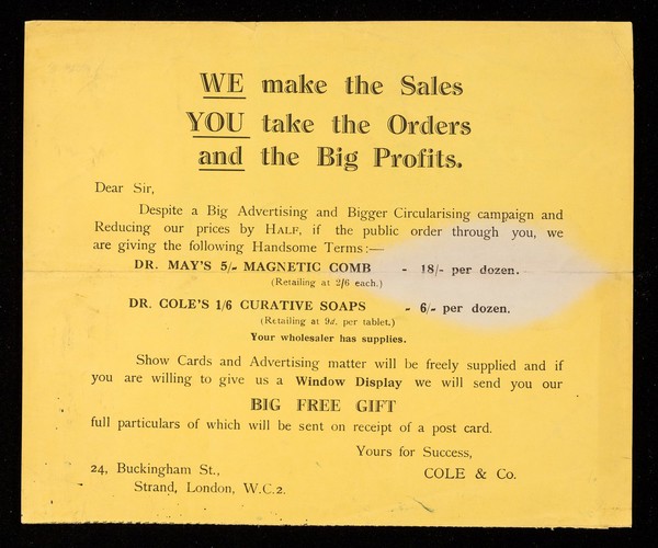 We make the sales you take the orders and the big profits.