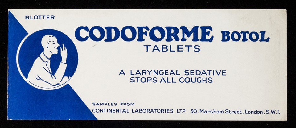 Codoforme Botol tablets : a laryngeal sedative stops all coughs.