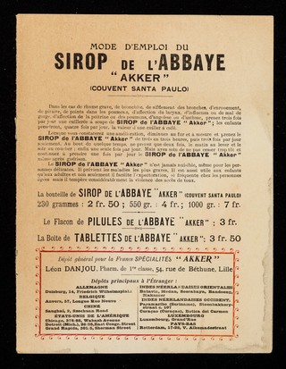 Conseils aux mères de famille : le Sirop de l'Abbaye "Akker" (couvent Santa Paulo).