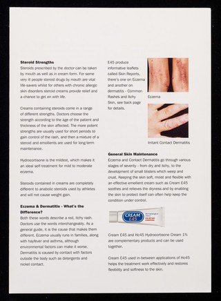 Hc45 Hydrocortisone Cream 1% : fast, effective relief for: insect bites, mild to moderate eczema, detergent hands, nickel allergy, plant allergy, irritation due to strong household chemicals.