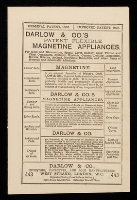 Darlow & Co.'s patent flexible magnetine appliances.