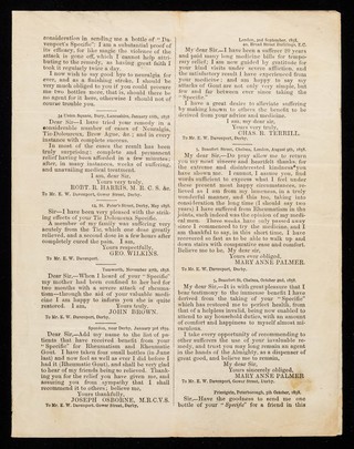 Davenport's specific for gout, rheumatic gout and rheumatism.