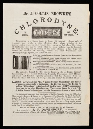 Dr. J. Collis Browne's Chlorodyne : the original and only genuine.