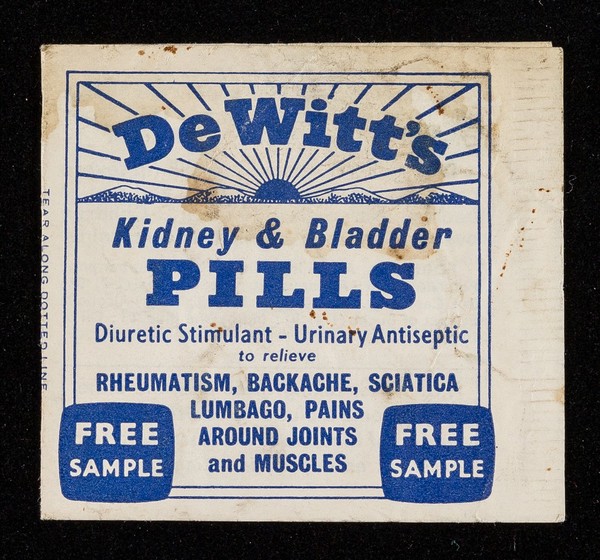 De Witt's Kidney & Bladder Pills : diuretic stimulant - urinary antiseptic.