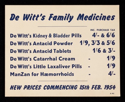 De Witt's Family Medicines.