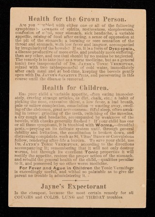 Health for the grown person : health for children : Jaynes Expectorant.