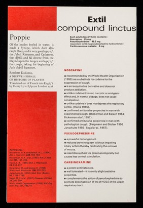 Something old : poppie (papaver somniferum) : something new in the treatment of cough Extil compound linctus.