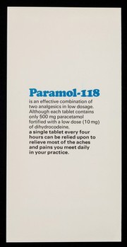 For the control of pain...just one tablet : Paramol-118.