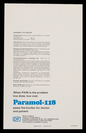 When pain is the problem : Paramol-118 eases your surgery burden by providing reliable low-dose control.