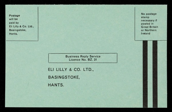 Business reply service Licence No. BZ. 31 : Eli Lilly & Co. Ltd., Basingstoke, Hants.