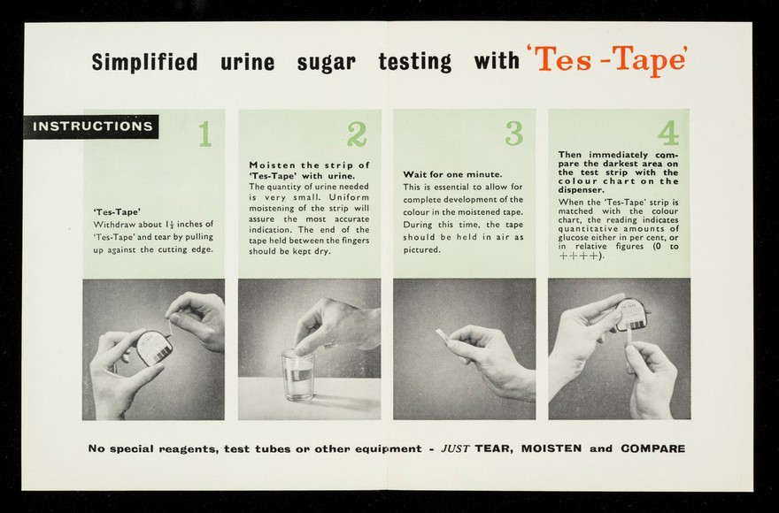 'Tes-Tape' : urine sugar test tape.