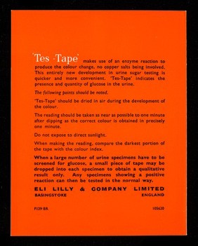 'Tes-Tape' : urine sugar test tape.