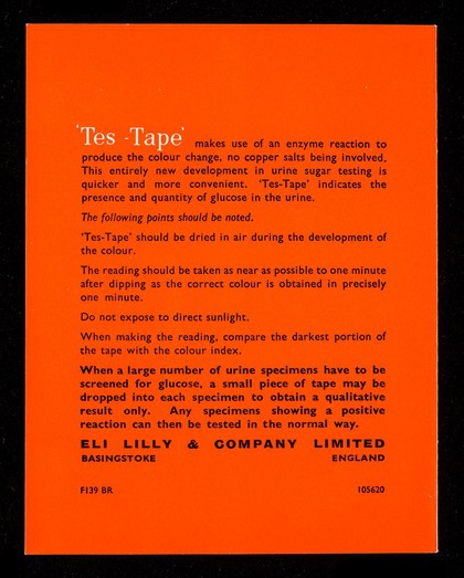'Tes-Tape' : urine sugar test tape.