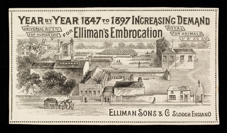 Year by year 1847 to 1897 increasing demand for Elliman's Embrocation.