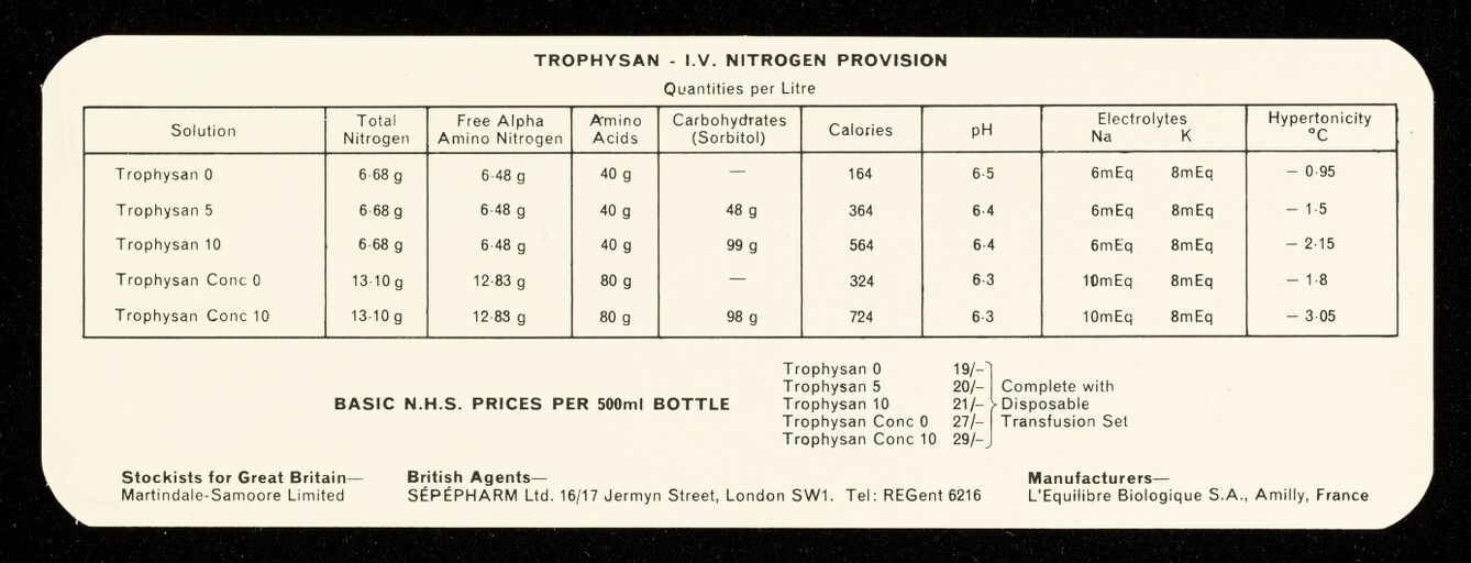 Trophysan - I.V. nitrogen provision.
