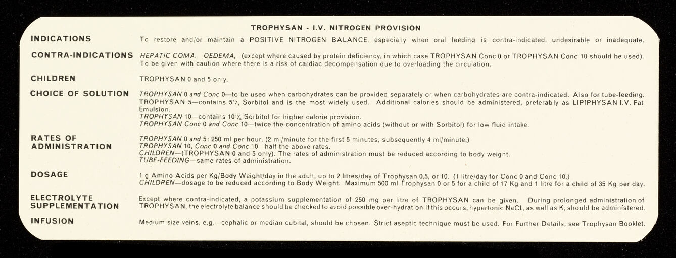 Trophysan - I.V. nitrogen provision.