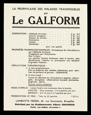 Galform : traitement préventif et curatif des affections de la bouche et de la gorge.