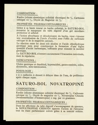Saturo-Bol et Saturo-Bol Novatropiné.