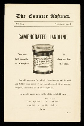 The Counter Adjunct. No. 323. November, 1918 : Camphorated Lanoline.