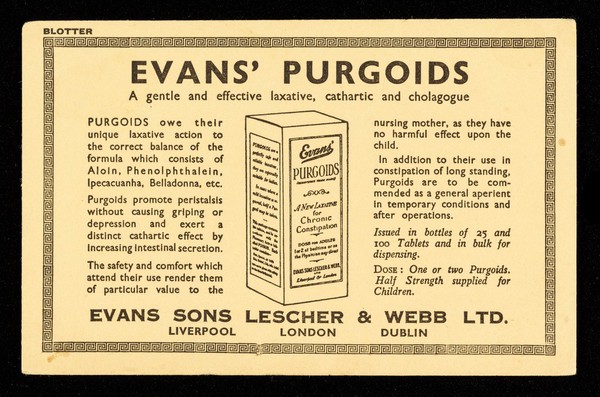 Evans' Purgoids : a gentle and effective laxative, cathartic and cholagogue.