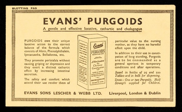 Evans' Purgoids : a gentle and effective laxative, cathartic and cholagogue.