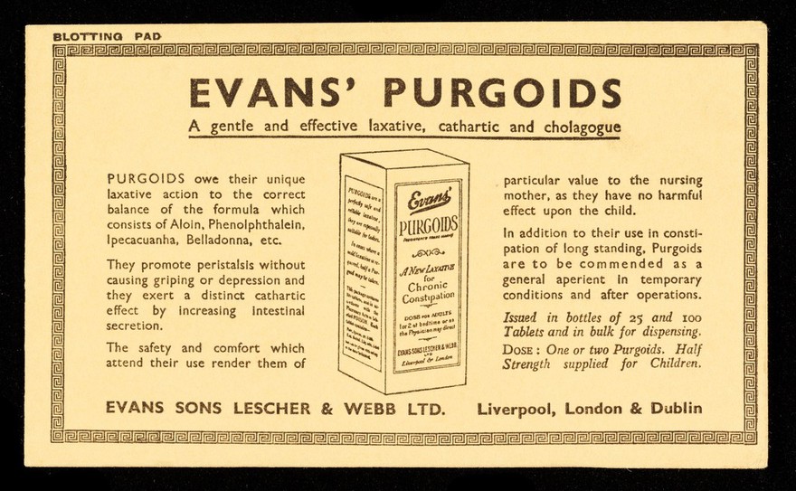 Evans' Purgoids : a gentle and effective laxative, cathartic and cholagogue.
