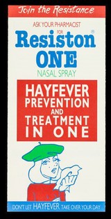 Join the resistance : ask your pharmacist for new Resiston One nasal spray : hayfever prevention and treatment in one.