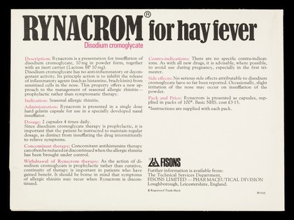 When pollen's in bloom... : Rynacrom : disodium cromoglycate for hay fever.