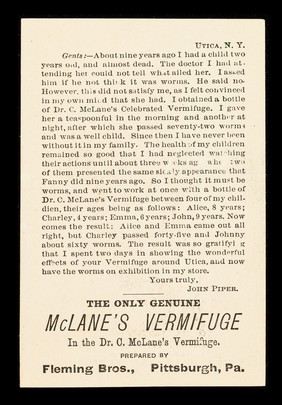 D. E. Hurd, drugs, groceries, &c. : Dr. C. M'lane's Liver Pills and Vermifuge, Turin, N.Y.