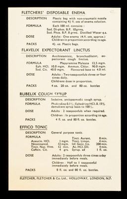 Ethical products of Fletcher, Fletcher & Co. Ltd., prescribable on form E.C.10.