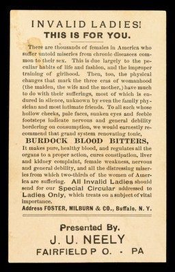 To the health : Burdock Blood Bitters.