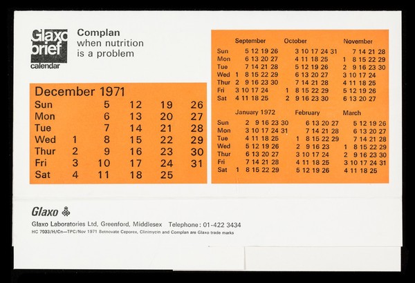 Glaxo brief calendar : Ceporex syrup reduces the risks and improves the results.